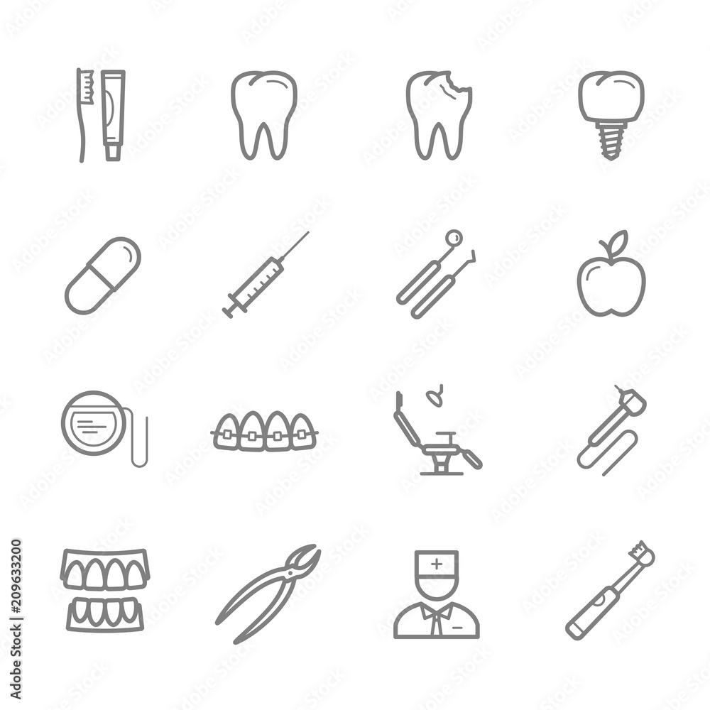 Dentistry and dental medicine thin line icon Dentistry and dental medicine thin line icon