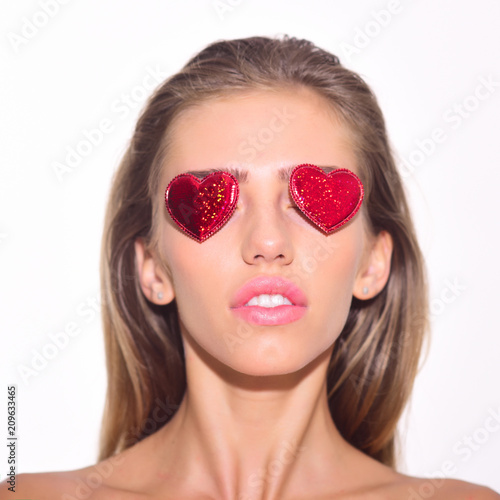 Girl with hearts on eyes. Emoji of sexy girl. Emotions. Different emotions. Feeling and emotions. Emoji set. Face expression. Valentines day. Hearts.