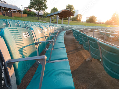 Rows of empty stadium seats