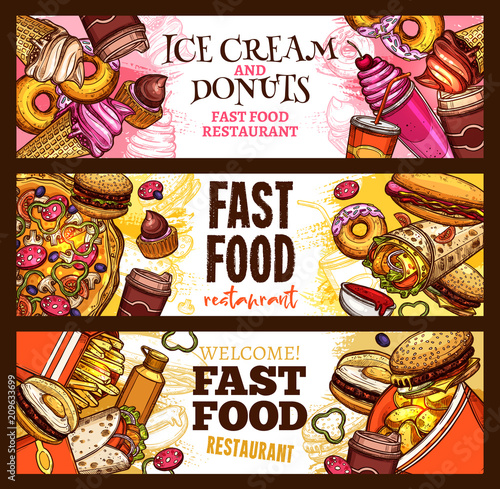 Fast food burger restaurant menu banner design