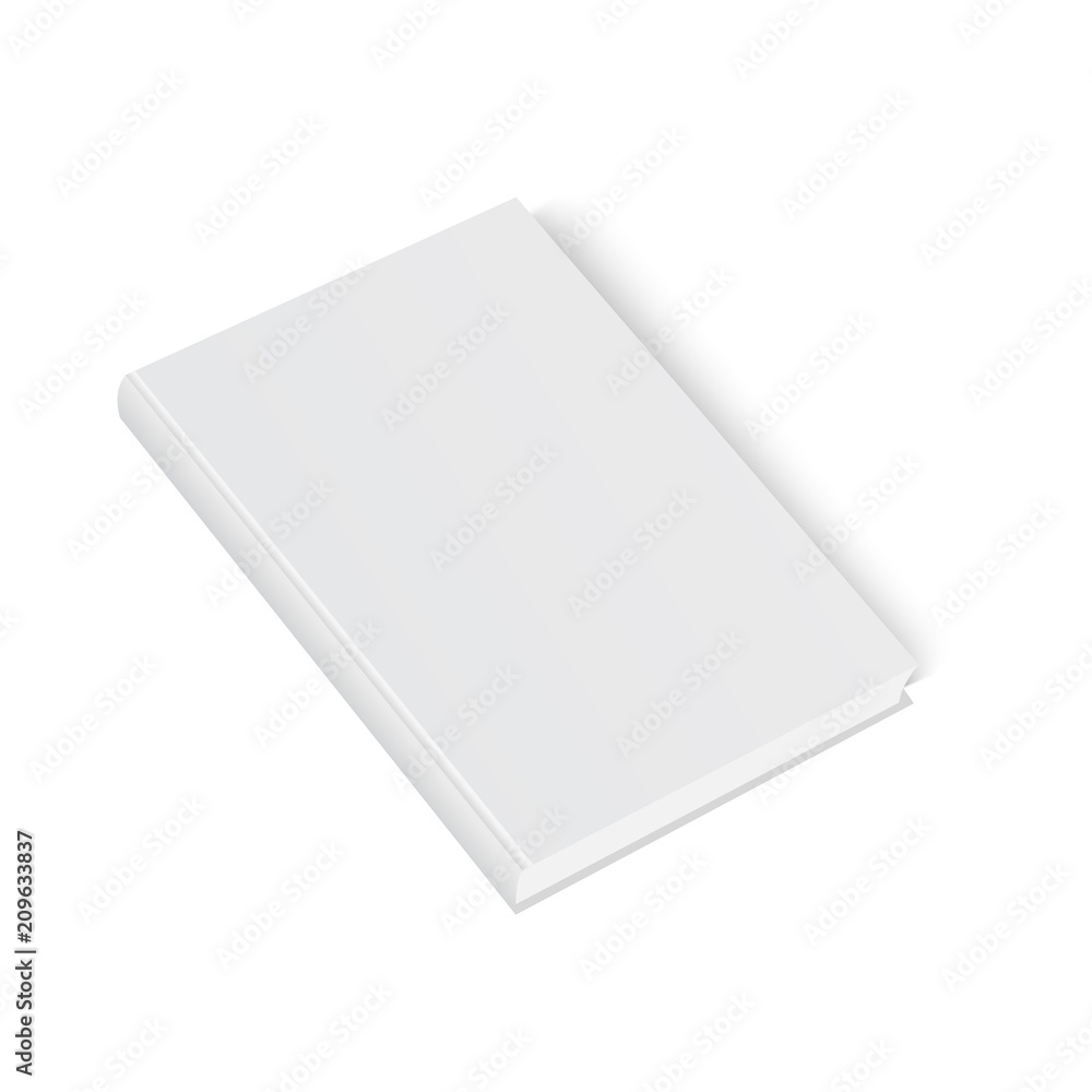 Closed book, cover. Mockup for the cover design. High detail. Isolated on white background Closed book, cover. Mockup for the cover design. High detail. Isolated on white background
