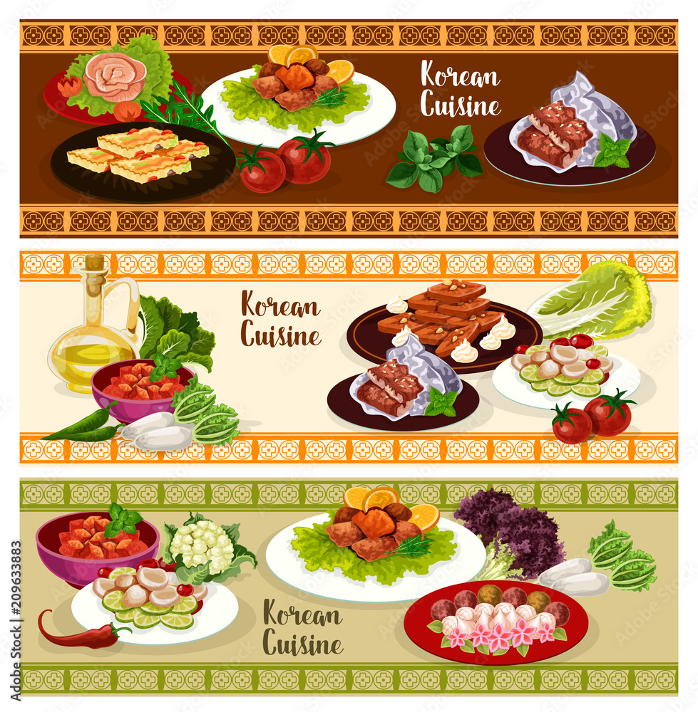 Korean cuisine food banner for asian restaurant Korean cuisine food banner for asian restaurant