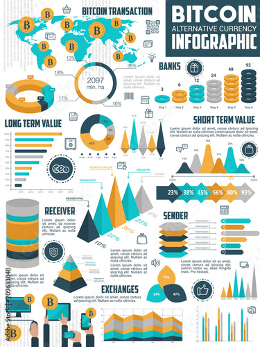 Bitcoin cryptocurrency infographic of crypto money