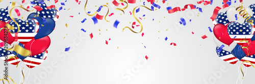 USA Independence day poster with Balloons Flag USA . illustration blue background