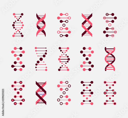 Thin line concept. DNA Icons set vector illustration. Polygonal DNA concept. DNA, genetic sign, elements and icons collection. Vector mesh spheres.