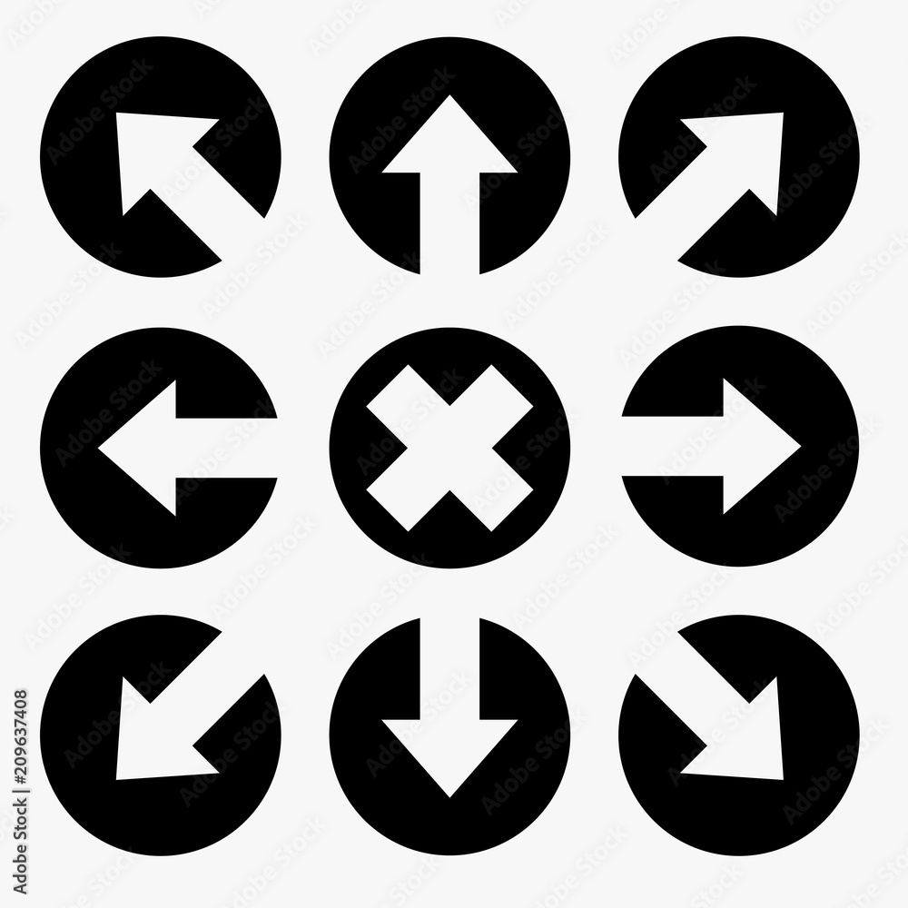 Set of silhouettes arrows.