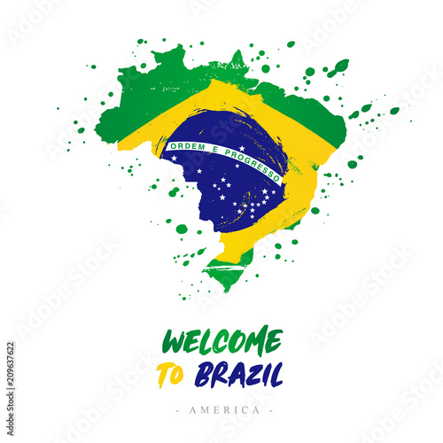 Welcome to Brazil. Flag and map of the country