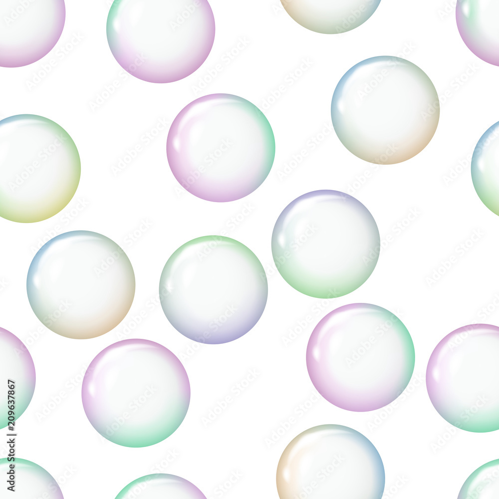 Seamless pattern background with soap bubbles foam. The concept of cleaning. Vector illustration. Seamless pattern background with soap bubbles foam. The concept of cleaning. Vector illustration.