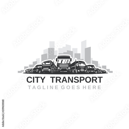 Cars, trucks, buildings, urban transport.