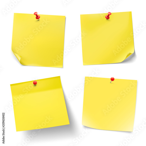 Set of note papers with curled corners isolated on white background. Vector illustration. Can be use for your design, presentation, promo, adv. EPS10.