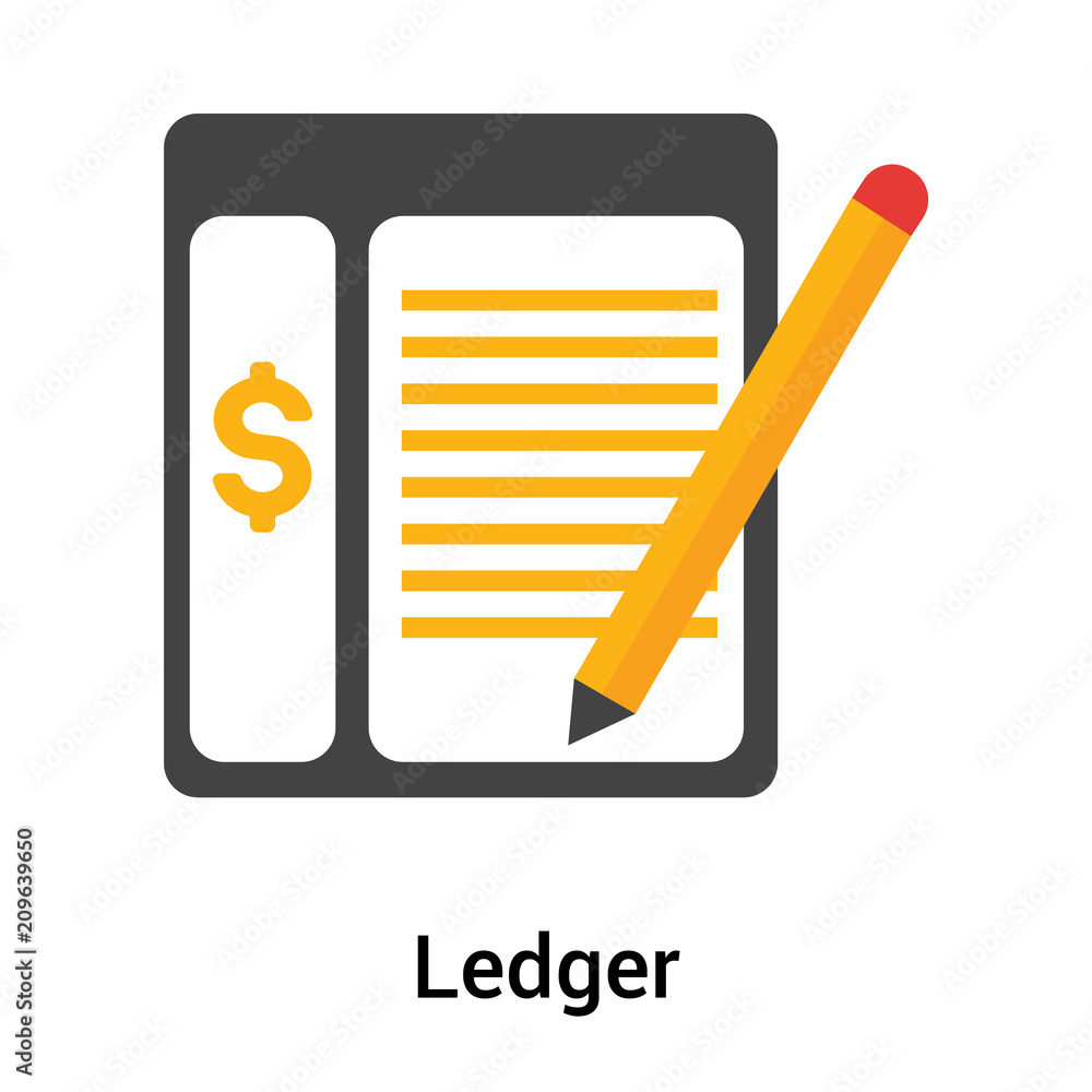Ledger icon vector sign and symbol isolated on white background, Ledger