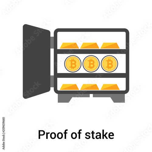 Proof of stake icon vector sign and symbol isolated on white background, Proof of stake logo concept