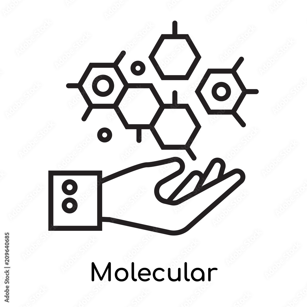 Molecular icon vector sign and symbol isolated on white background, Molecular logo concept, outline symbol, linear sign