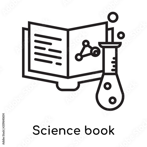 Science book icon vector sign and symbol isolated on white background, Science book logo concept, outline symbol, linear sign
