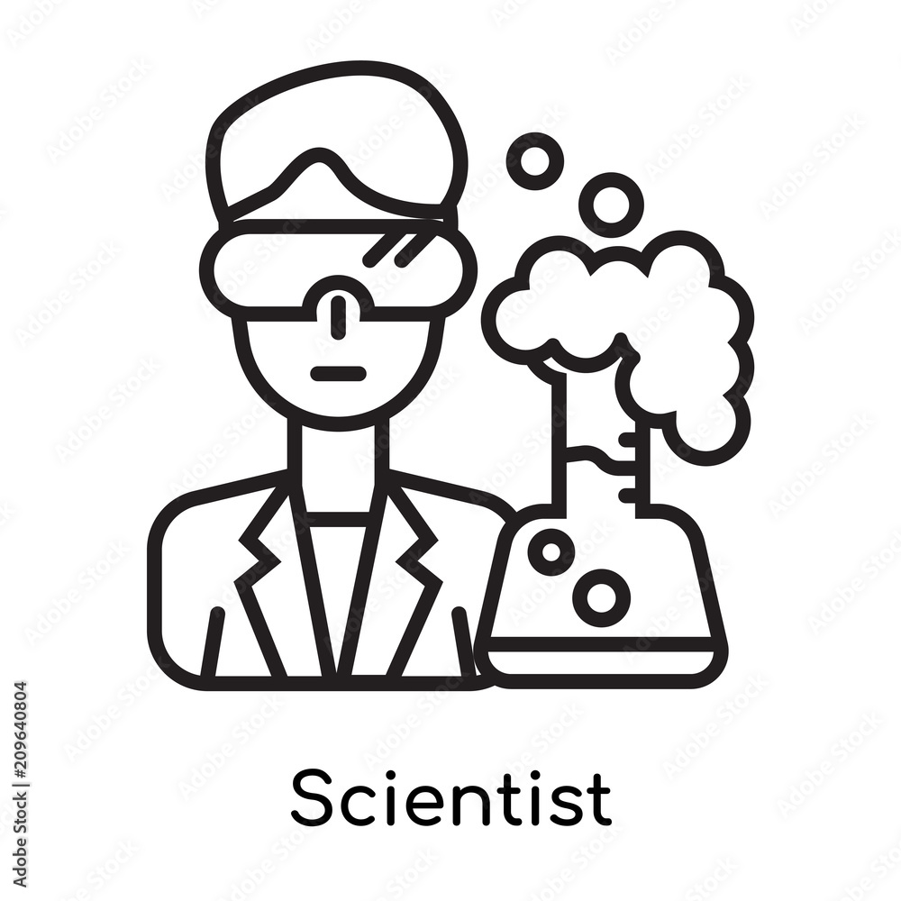 Scientist icon vector sign and symbol isolated on white background, Scientist logo concept, outline symbol, linear sign
