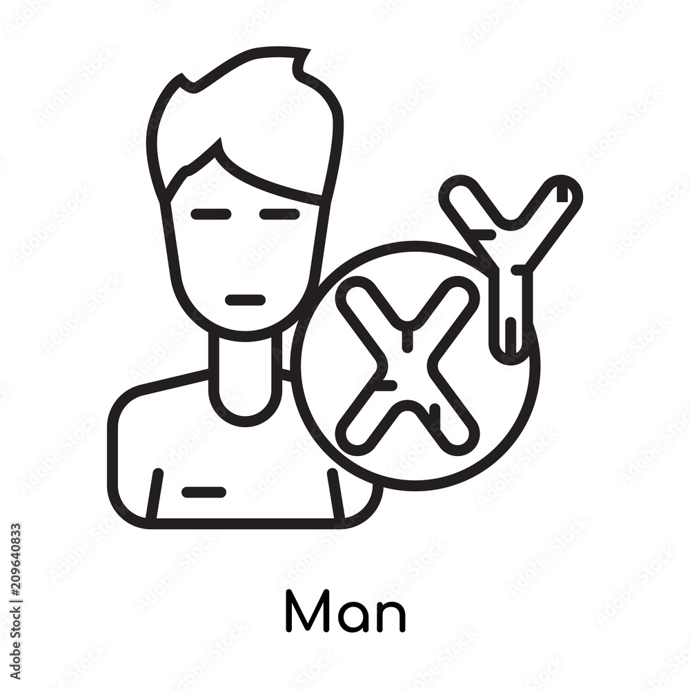 Man icon vector sign and symbol isolated on white background, Man logo concept, outline symbol, linear sign Man icon vector sign and symbol isolated on white background, Man logo concept, outline symbol, linear sign