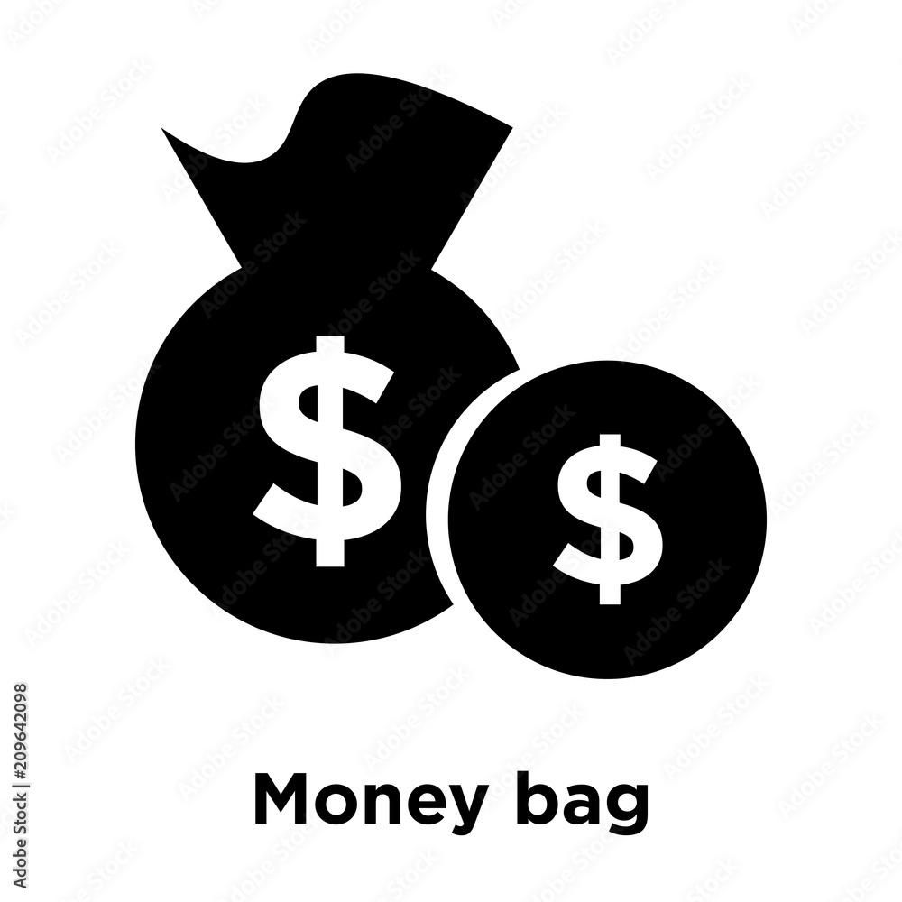 Money bag icon vector sign and symbol isolated on white background ...