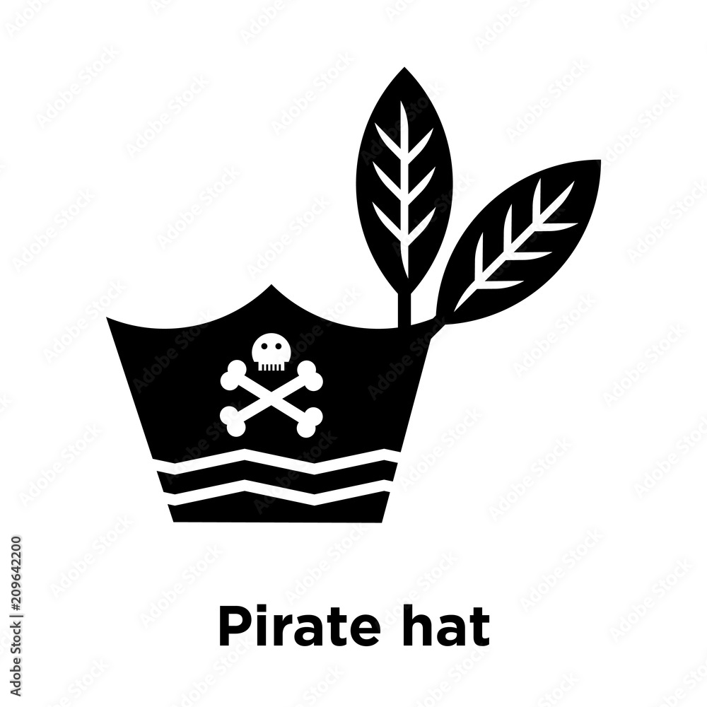 Pirate hat icon vector sign and symbol isolated on white background ...