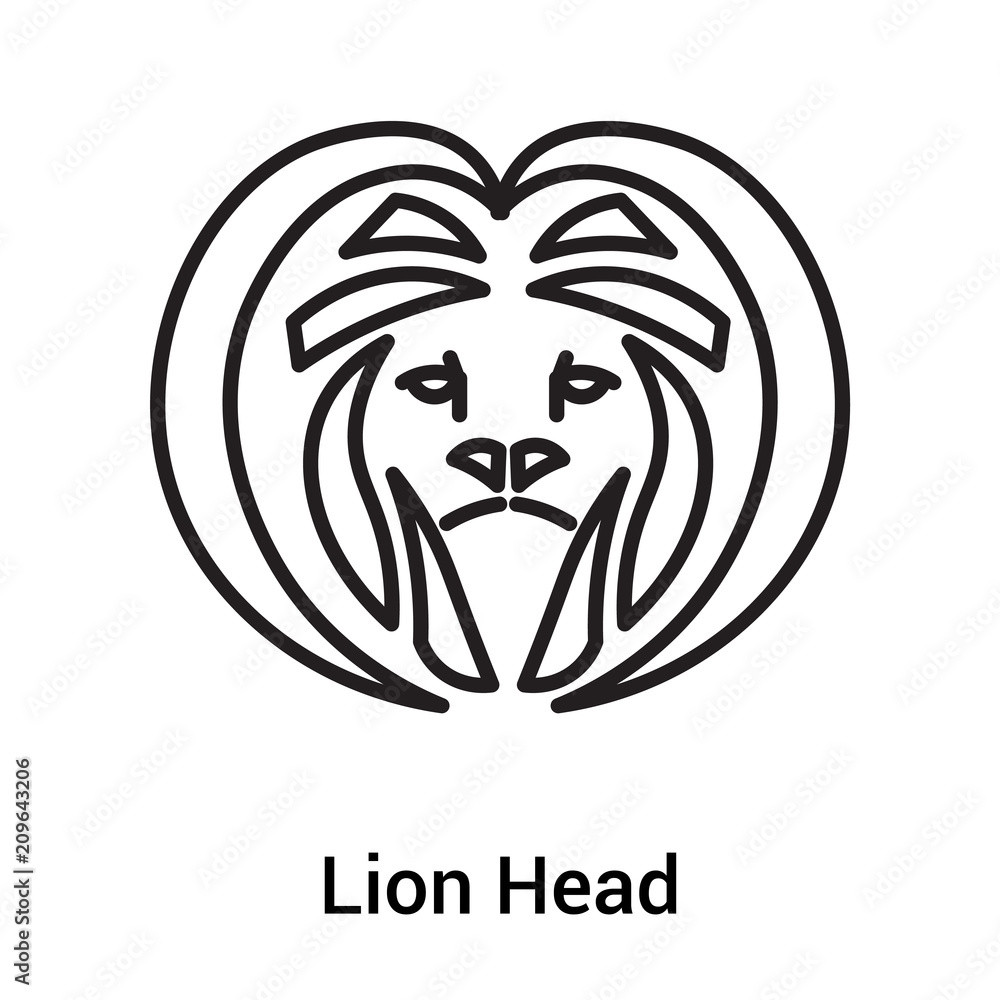 Fototapeta premium Lion Head icon vector sign and symbol isolated on white background, Lion Head logo concept, outline symbol, linear sign