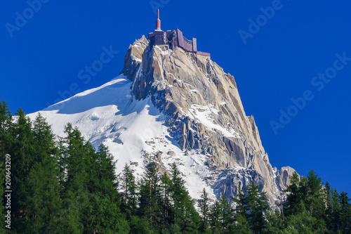 The Top of the Aiguille du Midi viewing platform and Woods in Chamonix France.