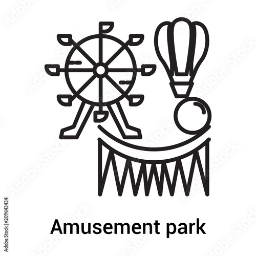 Amusement park icon vector sign and symbol isolated on white background, Amusement park logo concept, outline symbol, linear sign