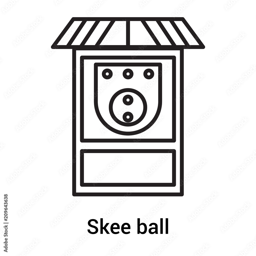 Skee ball icon vector sign and symbol isolated on white background, Skee ball logo concept, outline symbol, linear sign Skee ball icon vector sign and symbol isolated on white background, Skee ball logo concept, outline symbol, linear sign