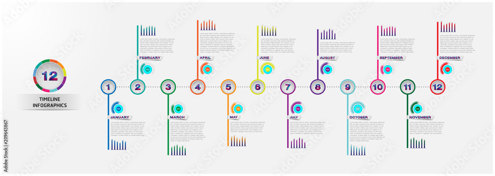 Vector business timeline of the year template for presentation Stock ...