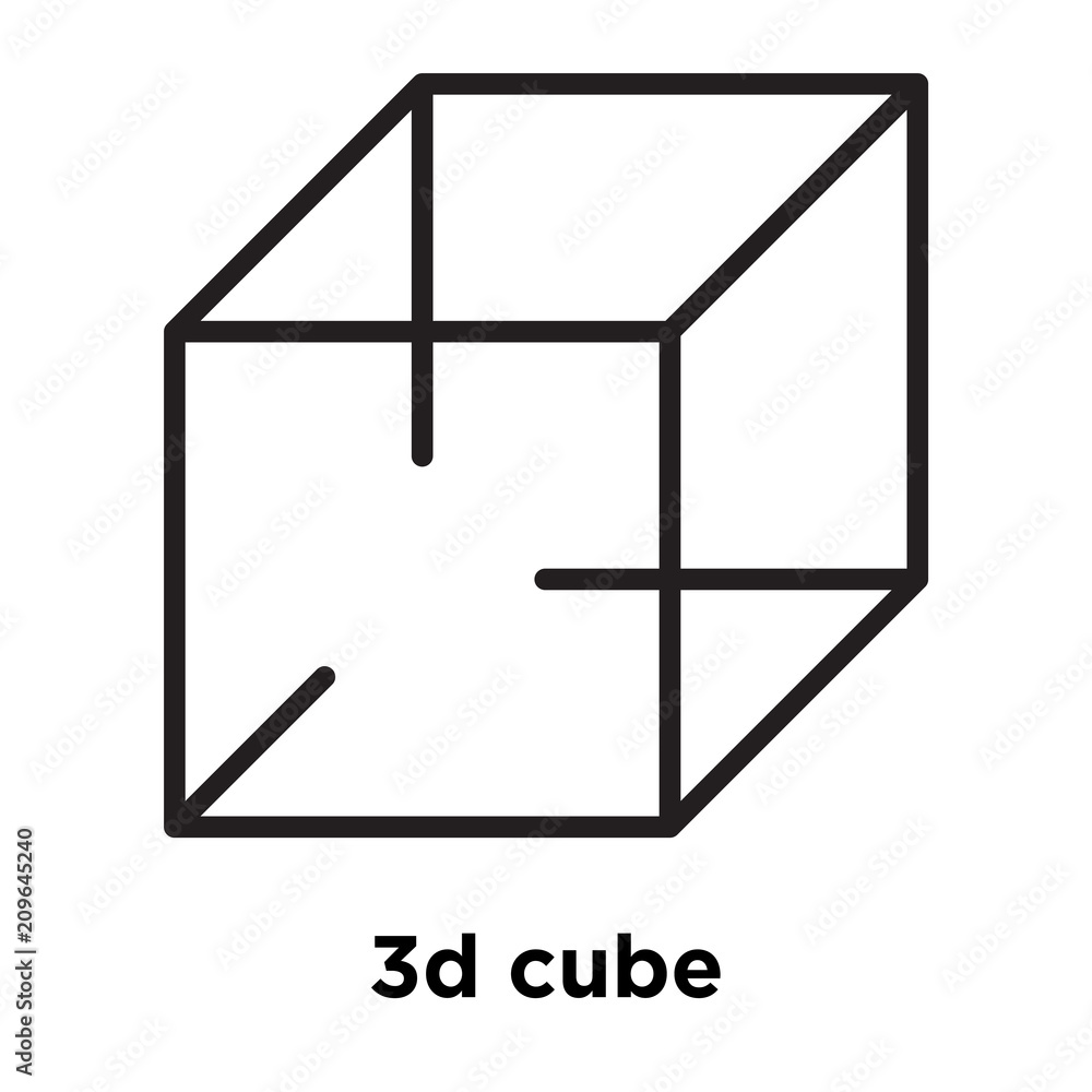 3d cube icon vector sign and symbol isolated on white background, 3d cube logo concept, outline symbol, linear sign