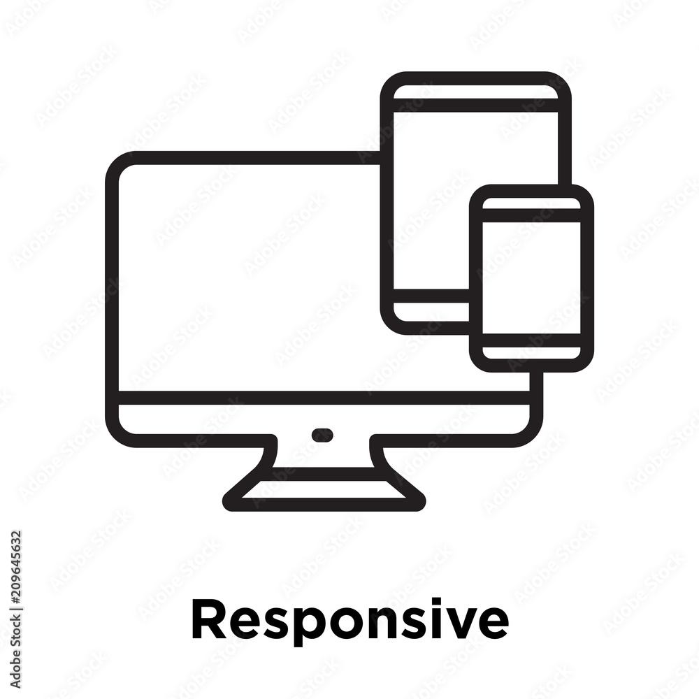 Responsive icon vector sign and symbol isolated on white background, Responsive logo concept, outline symbol, linear sign Responsive icon vector sign and symbol isolated on white background, Responsive logo concept, outline symbol, linear sign