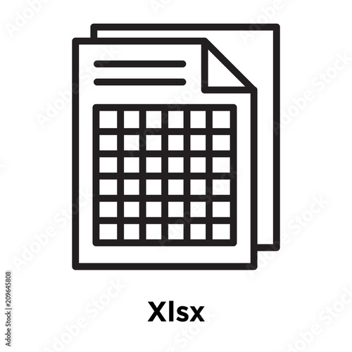 Xlsx icon vector sign and symbol isolated on white background, Xlsx logo concept, outline symbol, linear sign photo