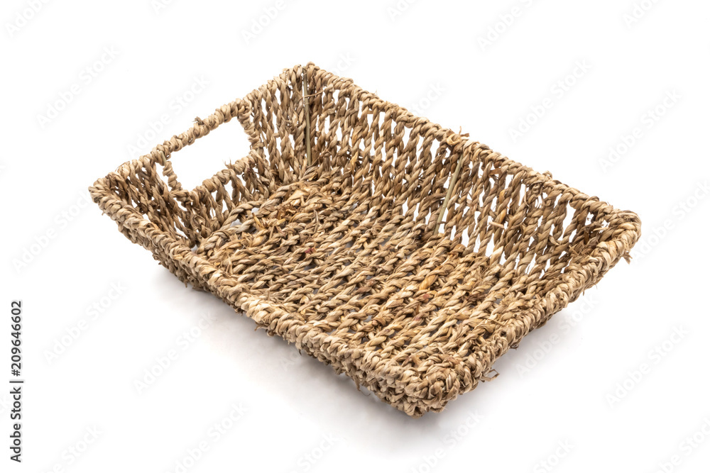 Obraz premium Empty wicker basket on white background