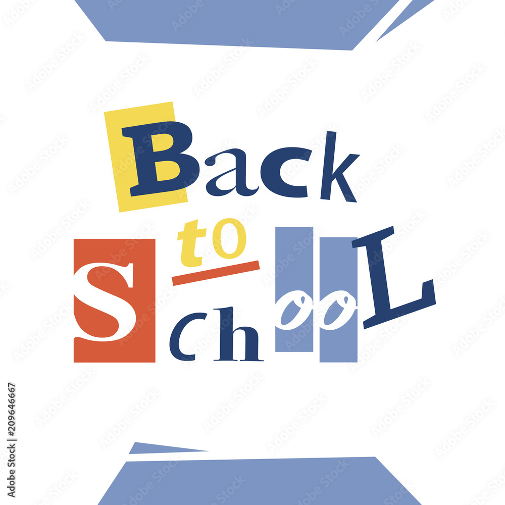 Back to school. Greeting card design. Vector elements. Colorful cartoon banner