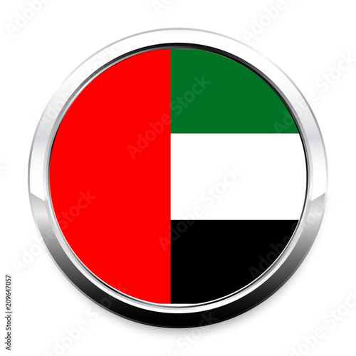 Button Flag of UAE in a round metal chrome frame with a shadow. The symbol of Independence Day, a souvenir, a button for switching the language on the site, an icon. Free Download Button Flag of UAE in a round metal chrome frame with a shadow. The symbol of Independence Day, a souvenir, a button for switching the language on the site, an icon. - GFXLoad