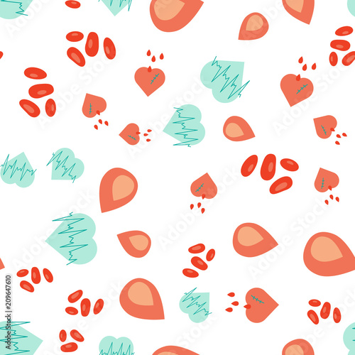 Donor blood seamless pattern in flat style.