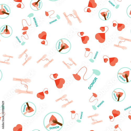 Donor blood seamless pattern in flat style.