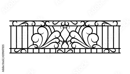Forged metal element with ornament in vector.