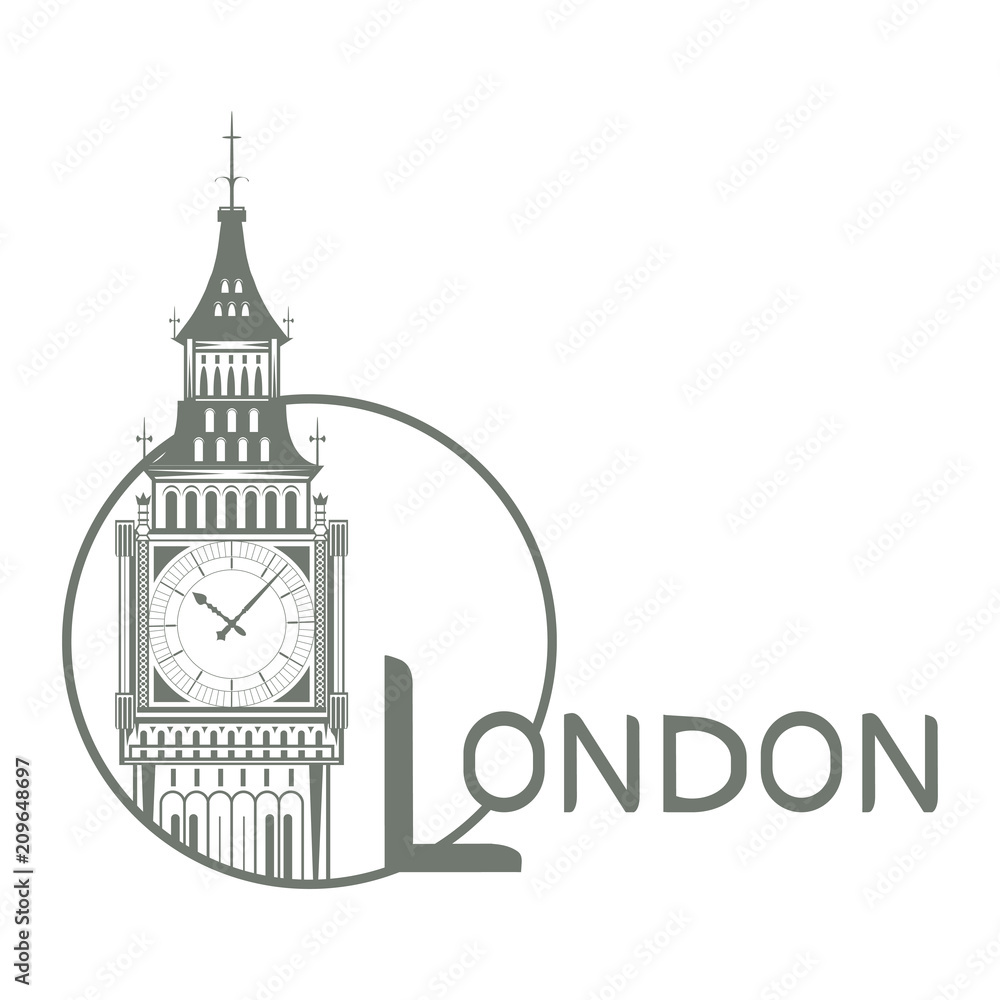 Set for design on London. Great Britain. Big Ben Tower. Vector graphics to design. Set for design on London. Great Britain. Big Ben Tower. Vector graphics to design.