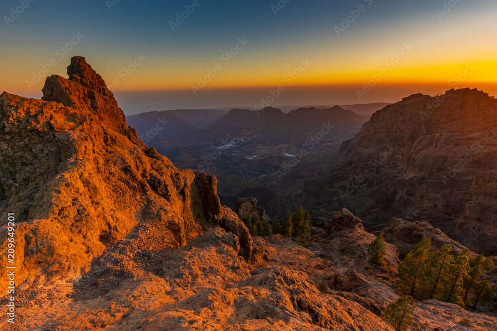 Sunset in the mountains of Gran Canaria