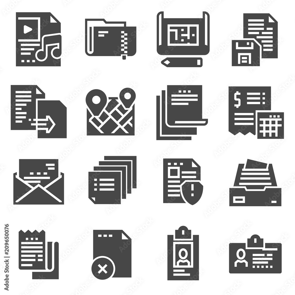 Document vector icons set on white background Document vector icons set on white background