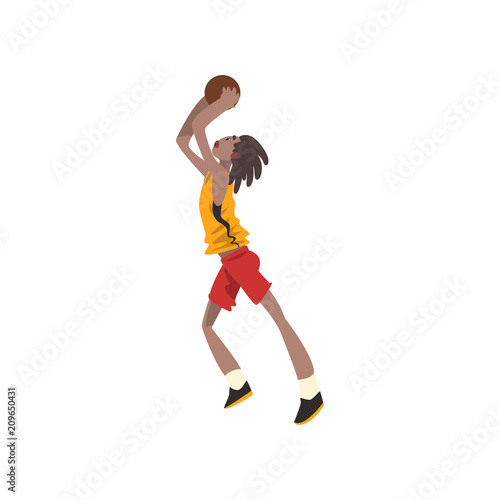 Basketball player, athlete in uniform throwing ball vector Illustration on a white background © topvectors