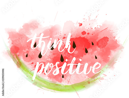 Abstract watermelon slice with text