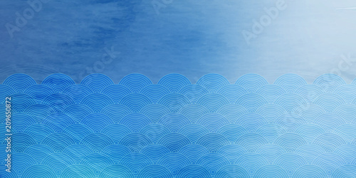 海　夏　和紙　背景