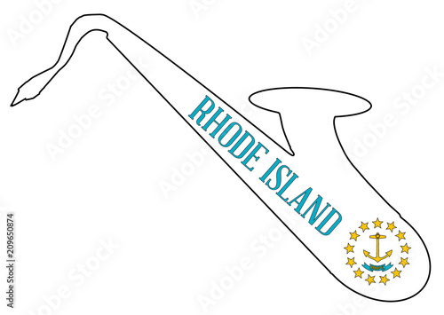 Saxophone Silhouette With Rhode Island Flag Icons