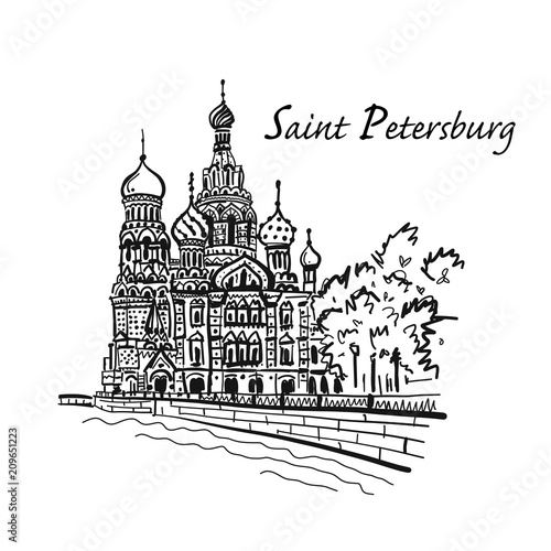 Saint Petersburg. Church of the Saviour on Spilled Blood. Russia. Sketch for your design