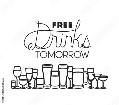 free drinks set icons vector illustration design
