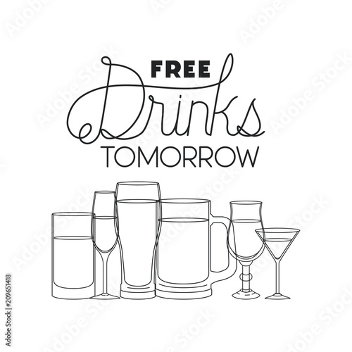 free drinks set icons vector illustration design