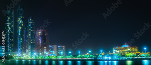 View of Abu Dhabi Skyline at sunrise, UAE