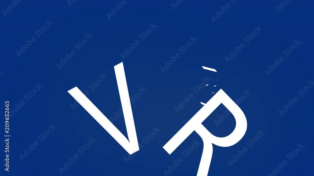 4k flying particle becoming VR symbol. 4k flying particle becoming VR symbol.