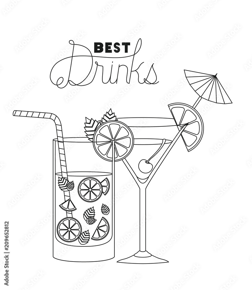 Naklejka best drinks set icons vector illustration design