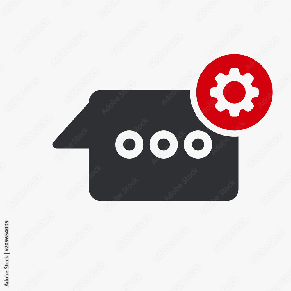 Chat icon, multimedia icon with settings sign. Chat icon and customize, setup, manage, process symbol Chat icon, multimedia icon with settings sign. Chat icon and customize, setup, manage, process symbol